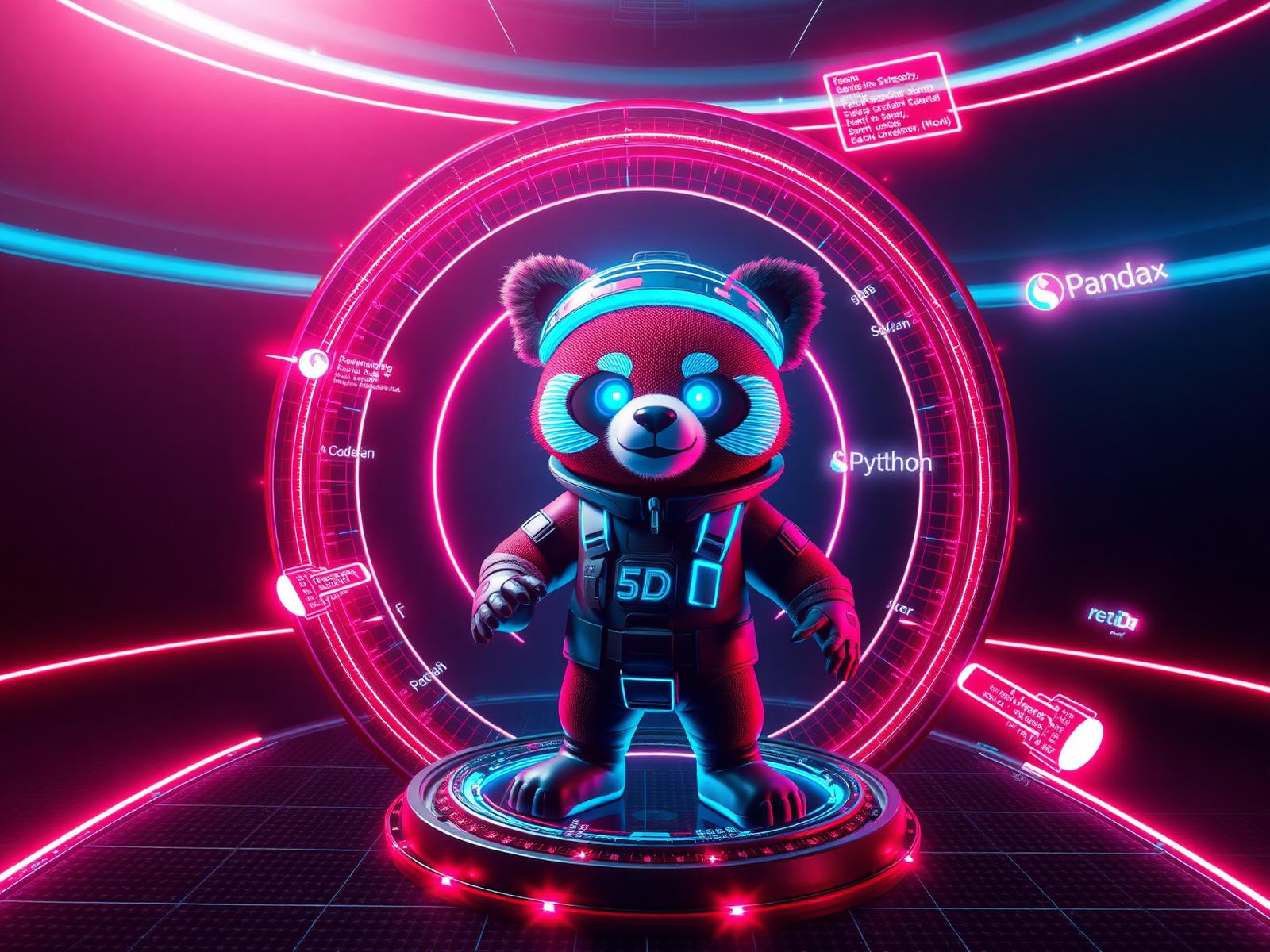 Kev3D mascot inside a holographic Panda3D scene